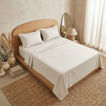 Parure de lit unie - Blanc cassé