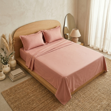 Parure de lit unie - Rouge brique clair