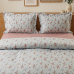 Pack housse de couette imprimée - Fleurie bleu pastel – Image 2