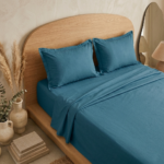 Parure de lit unie - Bleu paon – Image 2