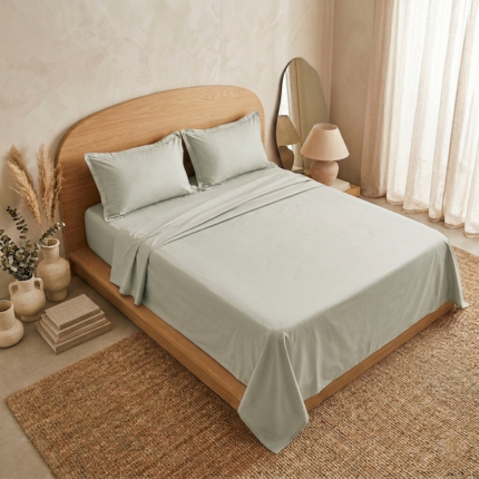 Parure de lit unie - Gris verdâtre