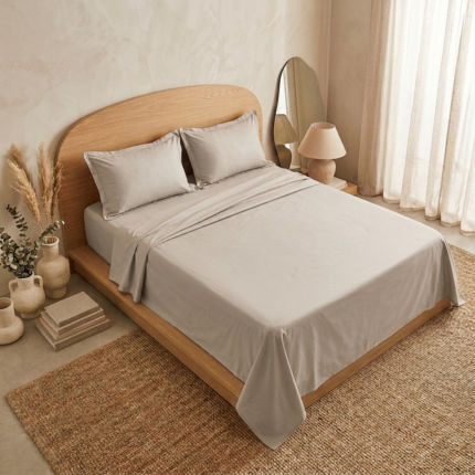Parure de lit unie - Grège