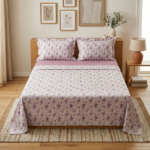 Parure de lit imprimée – Fleurie mauve pastel