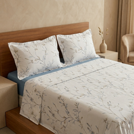 Parure de lit imprimée - Tiges bleues