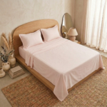 Parure de lit unie - Rose coquille d'oeuf