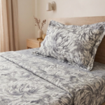 Parure de lit imprimée - Florale grise – Image 2