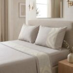 Parure de lit unie grège - Bande lin – Image 3