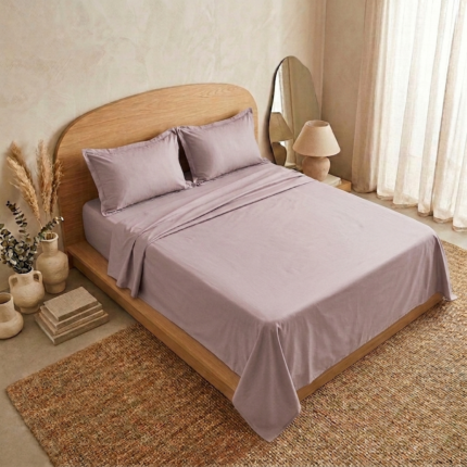 Parure de lit unie - Mauve clair