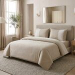 Pack housse de couette unie beige - Bande lin