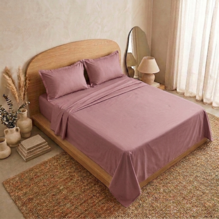 Parure de lit unie - Mauve foncé