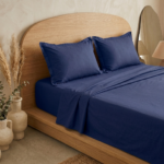 Parure de lit unie - Bleu marine – Image 2