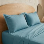 Parure de lit unie - Bleu canard – Image 2