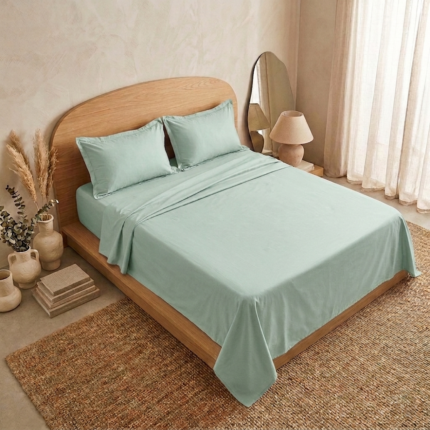 Parure de lit unie - Vert d'eau