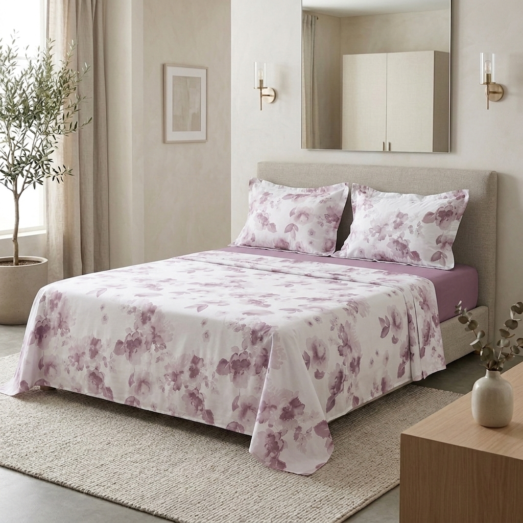 fa5a11a8-3ef6-4f81-8bbd-4f8d5538933f Parure de lit imprimée - Aquarelle mauve – Image 1