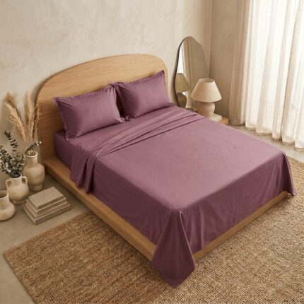 Parure de lit unie - Rouge amarante