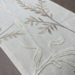 Parure de lit unie marron - Bande blanc cassé brodée – Image 3