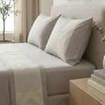 Parure de lit unie grège - Bande lin – Image 2