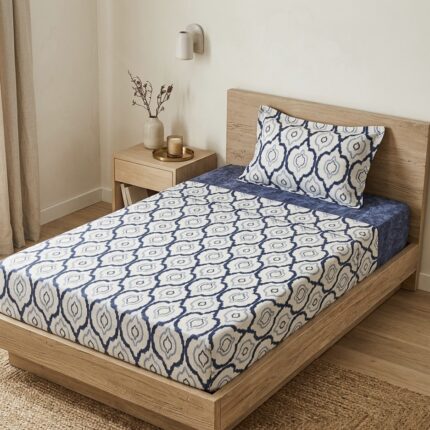 Parure de lit imprimée - Graphique bleue indigo