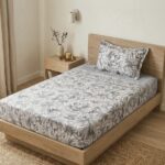 Parure de lit imprimée - Florale grise