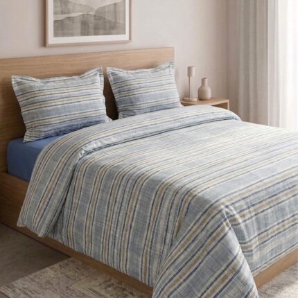 Pack housse de couette imprimée - Rayé bleu