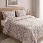 Pack housse de couette imprimée - Losange rose