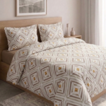 Pack housse de couette imprimée - Losange beige