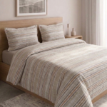 Pack housse de couette imprimée - Rayé beige
