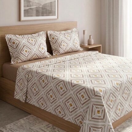 Parure de lit imprimée – Losange beige