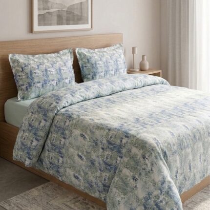 Pack housse de couette imprimée - Géométrique vert d'eau
