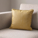 Coussin carré jaune à cordon torsadé