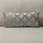 Coussin grège sérigraphié - Motif hexagone bronze