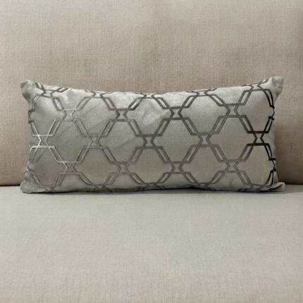 Coussin grège sérigraphié - Motif hexagone bronze