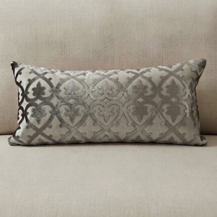 Coussin grège sérigraphié - Motif oriental bronze