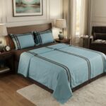 Parure unie bleu turquoise - Bandes marron foncé