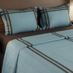 Parure unie bleu turquoise - Bandes marron foncé – Image 2
