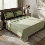 Parure unie verte - Bandes marron foncé