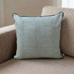 Coussin carré pailleté bleu canard