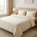 Pack housse de couette rayée ton sur ton - Ecru