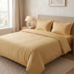 Pack housse de couette rayée ton sur ton - Jaune