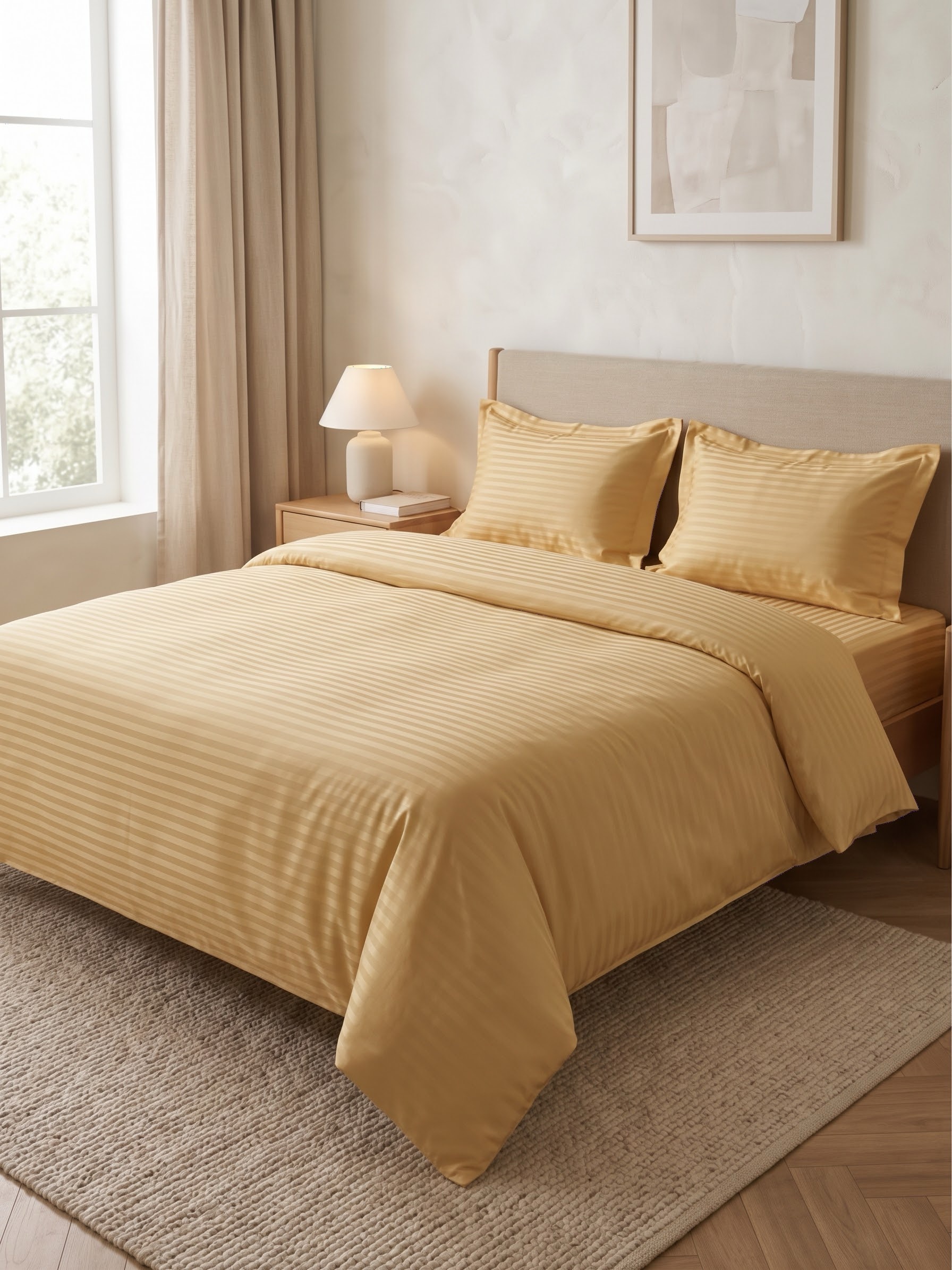 img_1515-2 Pack housse de couette rayée ton sur ton - Jaune – Image 1