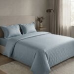 Pack housse de couette rayée ton sur ton - Bleu