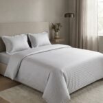 Pack housse de couette rayée ton sur ton - Gris clair