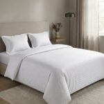 Pack housse de couette rayée ton sur ton - Blanc