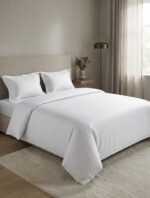 Pack housse de couette rayée ton sur ton - Blanc