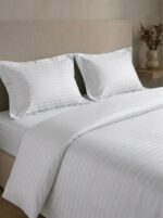 Pack housse de couette rayée ton sur ton - Blanc – Image 2