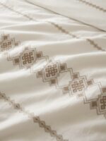 Pack housse de couette brodée géométrique - Blanc cassé et beige – Image 4