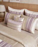 Couvre-lit 8 pièces - Géométrique beige et parme – Image 3