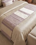 Couvre-lit 8 pièces - Géométrique beige et parme – Image 4