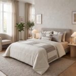 Couvre-lit 8 pièces - Géométrique grège et gris