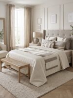 Couvre-lit 8 pièces - Ornement grège et beige